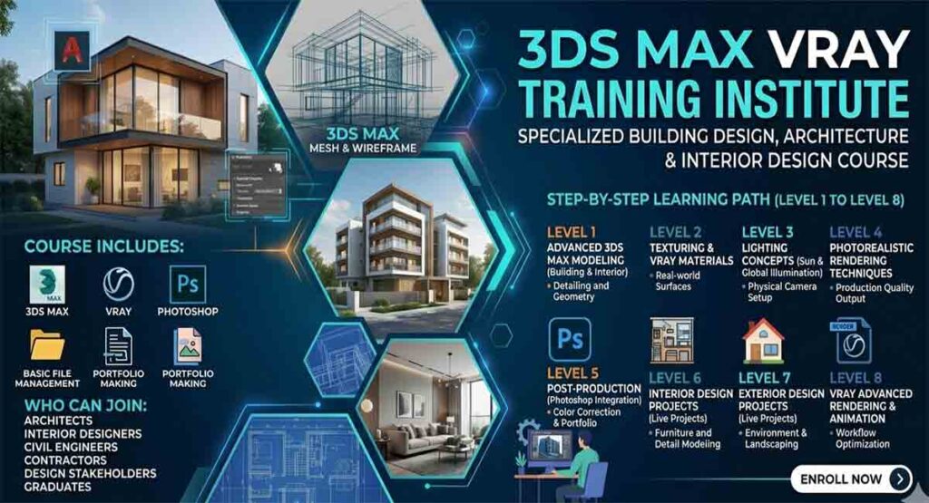 Advanced 3D Studio Max Vray Training Institute in Bhubaneswar | CADCAM Academy for Architecture and interior design