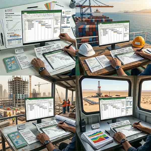 A student’s Microsoft Project infrastructure plan being reviewed with faculty notes and project status dashboards.