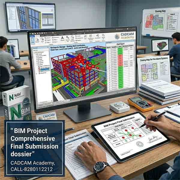 Final BIM project dossier featuring Navisworks clash reports and signed project approval documents.