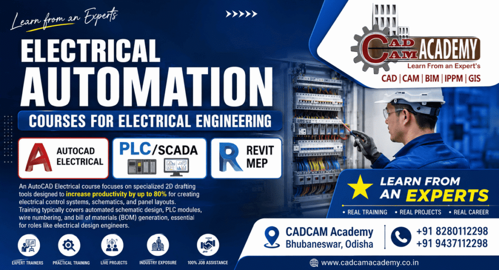 Electrical Automation Courses for Electrical Engineering at CADCAM Academy Bhubaneswar with AutoCAD Electrical, PLC SCADA and Revit MEP training by expert trainers