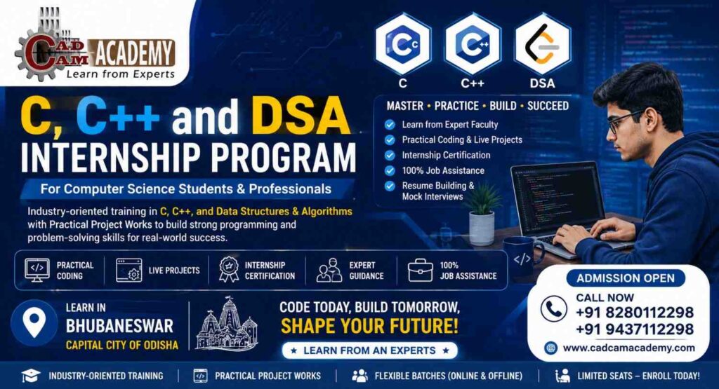 C C++ and DSA Internship Program in Bhubaneswar | CADCAM Academy