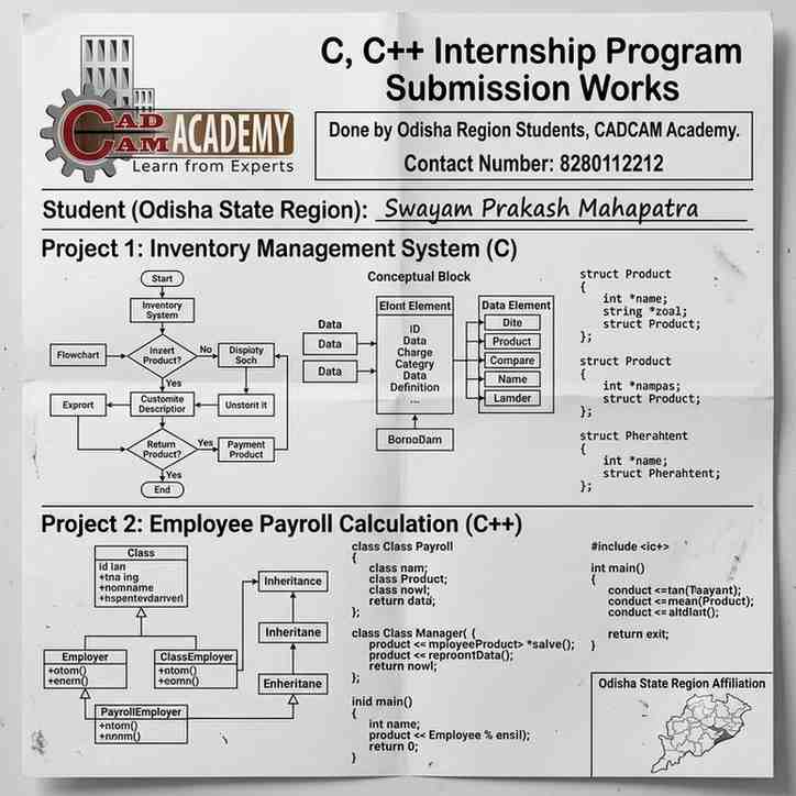 C C Internship Program in Bhubaneswar CADCAM Academy
