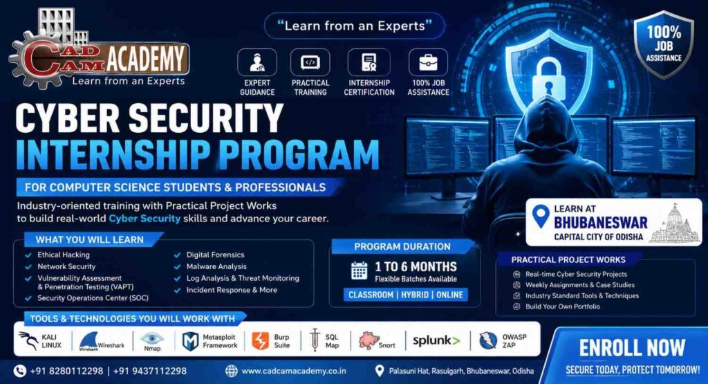 Cyber Security Internship Program in Bhubaneswar | Cyber Security Training Institute | CADCAM Academy Odisha